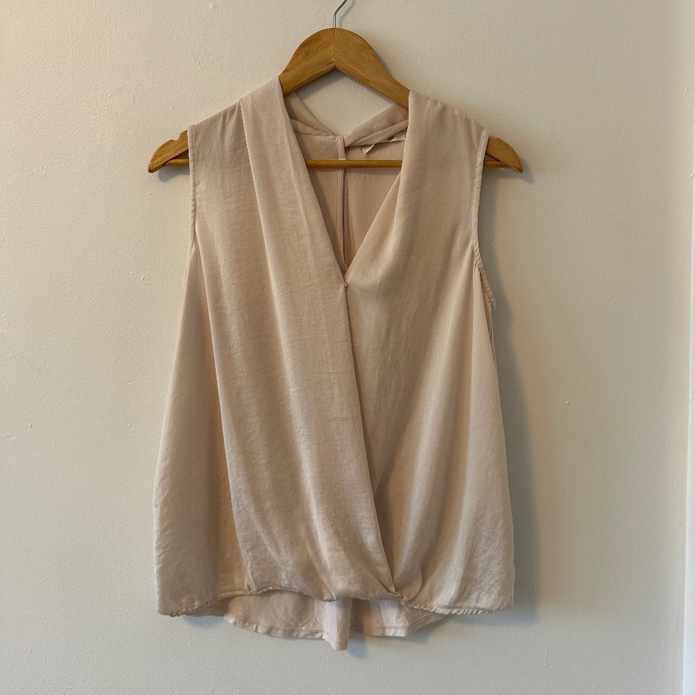 Pure + Good Blush Wrap Sleeveless Blouse | Size Medium